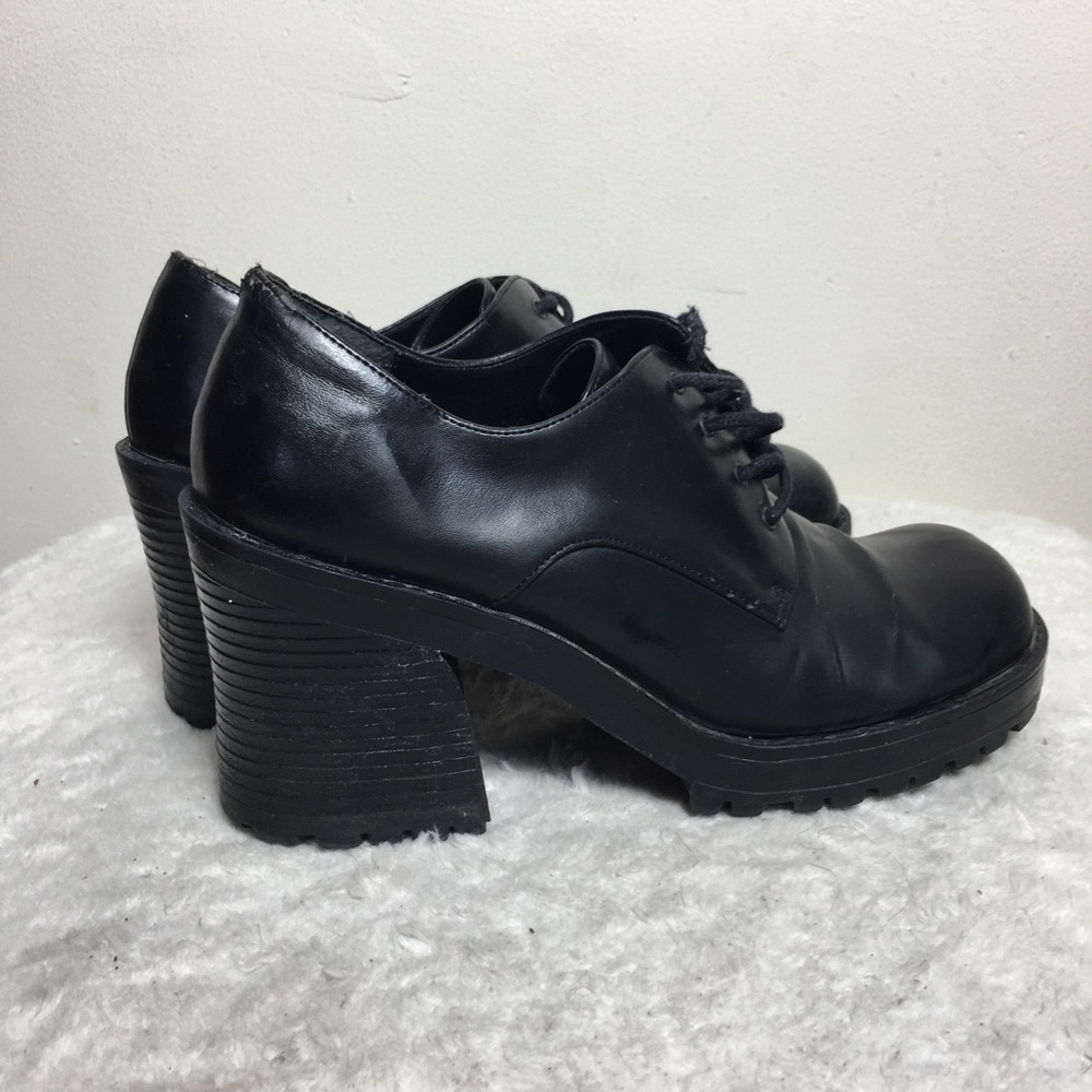 Vintage Mudd platform chunky square toe shoe black 8 - Picture 3 of 16